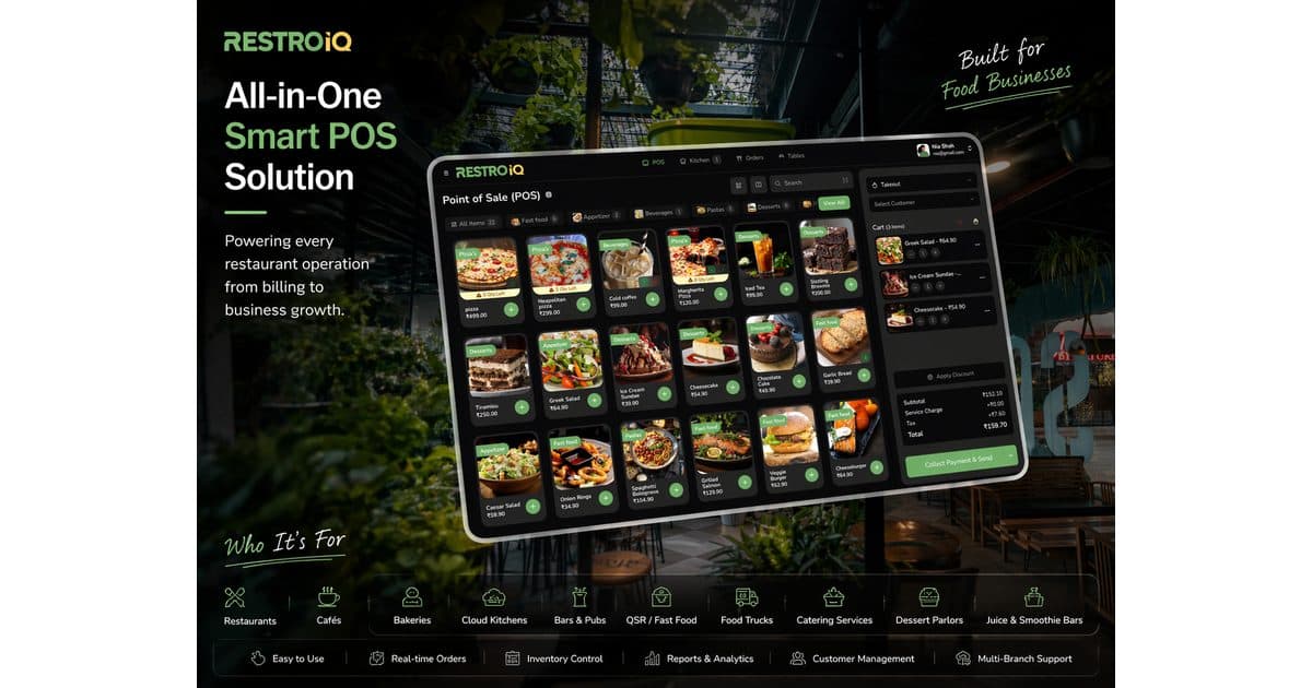 RestroIQ — Restaurant POS & Billing Software for India | POS, QR Menu, Inventory